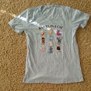 Karma Is A Cat Light Blue T-Shirt